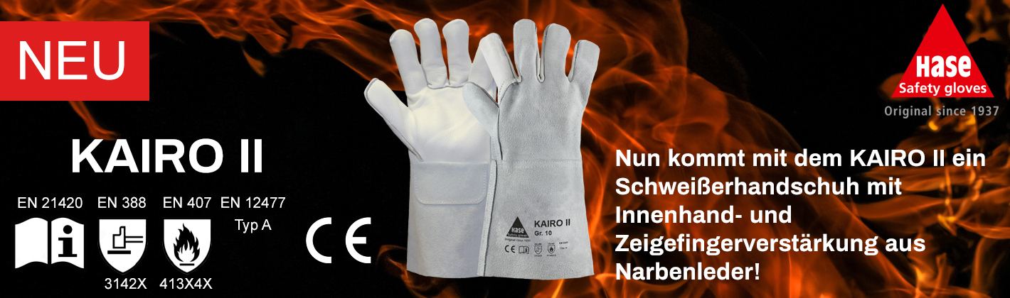 HASE Schweißerhandschuhe Kairo II aus Rindspalt-/ Rindnarbenleder, Größe 10