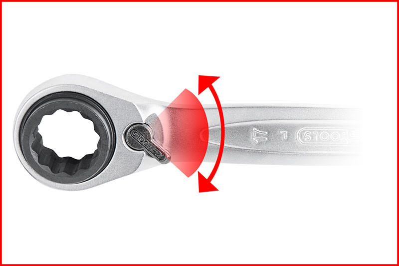 14 Mm Ratschenringschlüssel Mit Flexiblem Kopf & Arretierung – 72 Zähne, 230 Mm Lang, Aus Chrom-Vanadium-Stahl