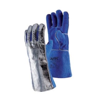JUTEC Hitzeschutz-Handschuhe aus Spaltleder, aluminisiert, 5 Finger, bis 1.000°C Strahlungshitze