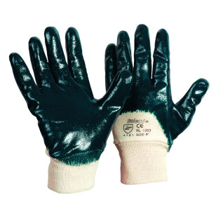 LEIPOLD Soleco® Nitril-Handschuhe, teilbeschichtet, Strickbund, blau, VPE = 12 Paar