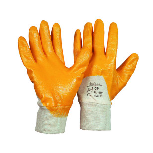 LEIPOLD Soleco® Nitril-Handschuhe, teilbeschichtet, Strickbund, gelb, VPE = 12 Paar