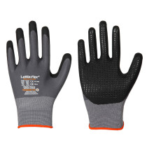 LEIPOLD LeiKaFlex® Nylon-Elastan-Feinstrick-Handschuhe und schwarzer Mikroschaum-Nitril-Beschichtung und Noppen, VPE = 12 Paar