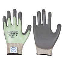 LEIPOLD LeiKaTech® Dyneema® Diamond Schnittschutz-Handschuhe mit grauer PU-Beschichtung, Schnittfestigkeit Level 5 und D, VPE = 6 Paar