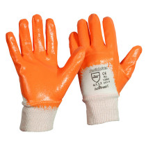 LEIPOLD Solidstar® Nitril-TOP-Handschuhe, teilbeschichtet, Strickbund, orange, VPE = 12 Paar