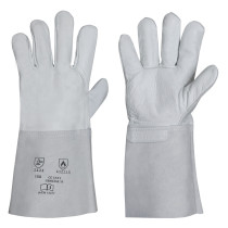Nappaleder-Handschuhe mit Spaltlederstulpe, natur, VPE = 12 Paar