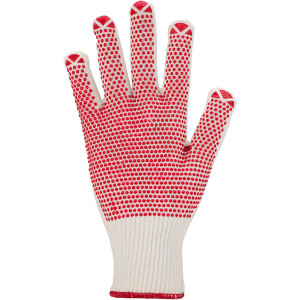 Feinstrick-Handschuhe mit roter Punktbenoppung, Größe 7 - 1