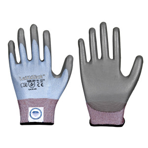 LEIPOLD LeiKaTech® Dyneema® Diamond Schnittschutz-Handschuhe mit grauer PU-Beschichtung, Schnittfestigkeit Level 3 und B, Größe 6, VPE = 12 Paar