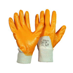 LEIPOLD Soleco® Nitril-Handschuhe, teilbeschichtet, Strickbund, gelb, Größe 7, VPE = 12 Paar