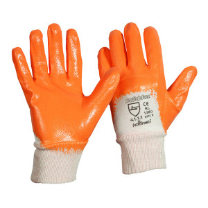 LEIPOLD Solidstar® Nitril-TOP-Handschuhe, teilbeschichtet, Strickbund, orange, Größe 6, VPE = 12 Paar
