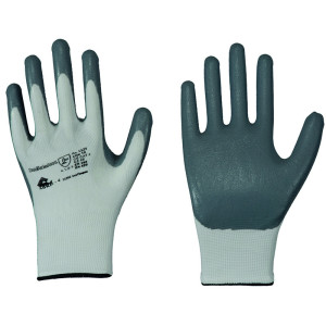 LEIPOLD Solidstar® Nylonfeinstrick-Handschuhe mit grauer Nitril-Schaum-Beschichtung, Größe 6, VPE = 12 Paar