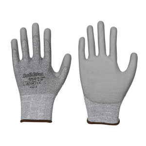LEIPOLD Solidstar® Schnittschutz-Handschuhe mit grauer PU-Beschichtung, Schnittfestigkeit Level 3 und B, Größe 6, VPE = 6 Paar