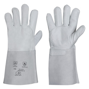 Nappaleder-Handschuhe mit Spaltlederstulpe, natur, Größe 9, VPE = 12 Paar