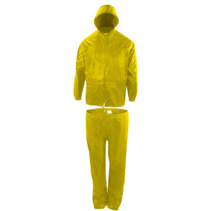 Regenset mit Jacke, Bundhose und Kapuze, gelb, Größe S