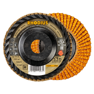 Rhodius Fächerschleifscheibe JUMBO LONGLIFE TRIM, 115 x 22,23 Korn 40, gerade, 10 Stück