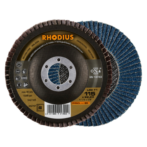 Rhodius Fächerschleifscheibe LGZ F1, 115 x 22,23 Korn 40, gerade, 10 Stück