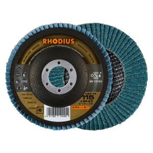 Rhodius Fächerschleifscheibe LGZ F3, 115 x 22,23 Korn 40, gerade, 10 Stück
