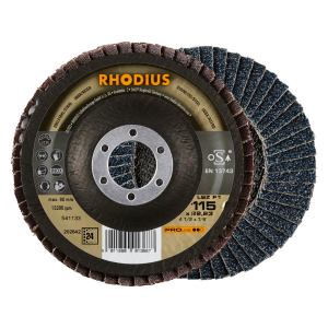 Rhodius Fächerschleifscheibe LSZ F1, 115 x 22,23 Korn 40, schräg, 10 Stück