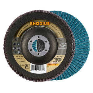 Rhodius Fächerschleifscheibe LSZ F2, 115 x 22,23 Korn 40, schräg, 10 Stück