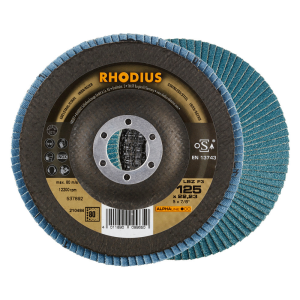 Rhodius Fächerschleifscheibe LSZ F3, 115 x 22,23 Korn 40, schräg, 10 Stück
