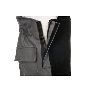 WELDAS® Arc Knight™ Schweißerlatzhose, feuerresistente Baumwolle, verstärkt mit Rindspaltleder, grau, Größe M - 4
