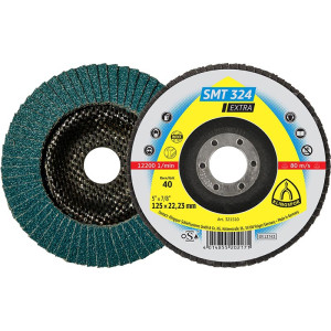 KLINGSPOR Schleifmopteller SMT 324 Extra, Zirkonrund, 115 x 22,23 mm, Korn 40, gewölbt, 10 Stück