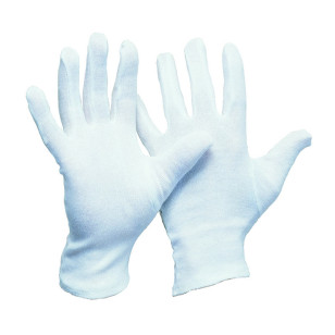 Baumwolltrikot-Handschuhe, weiß, Damengröße, VPE = 12 Paar