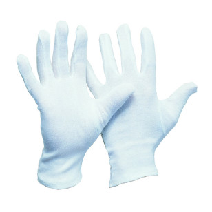Baumwolltrikot-Handschuhe, weiß, Herrengröße, VPE = 12 Paar Baumwolltrikot-Handschuhe, weiß, Herrengröße, VPE = 12 Paar