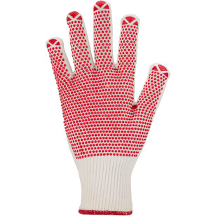 Feinstrick-Handschuhe mit roter Punktbenoppung, 12 Paar