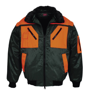 LEIPOLD LeikaTex® Pilotenjacke "Kaisertal", Futter, Kragen und Ärmel abnehmbar, schwarz/orange, Größe S