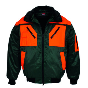 LEIPOLD LeikaTex® Pilotenjacke "Wiesental", Futter, Kragen und Ärmel abnehmbar, grün/orange, Größe S