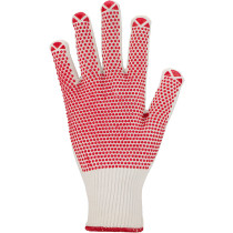 Feinstrick-Handschuhe mit roter Punktbenoppung, 12 Paar