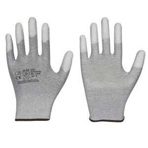 LEIPOLD Solidstar® Antistatik-Handschuhe, Fingerkuppen mit weißer PU-Beschichtung, Größe 6, VPE = 12 Paar