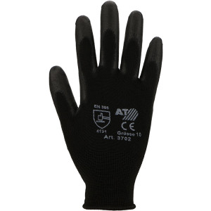 ASATEX® Feinstrick-Handschuhe mit schwarzer PU-Beschichtung, Größe 6 - 1