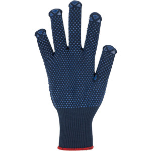 Feinstrick-Handschuhe mit blauer Punktbenoppung, Größe 6 - 1