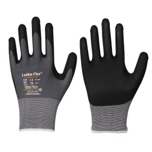 LEIPOLD LeiKaFlex® Nylon-Elastan-Feinstrick-Handschuhe mit schwarzer Mikroschaum-Nitril-Beschichtung, Größe 7, VPE = 12 Paar