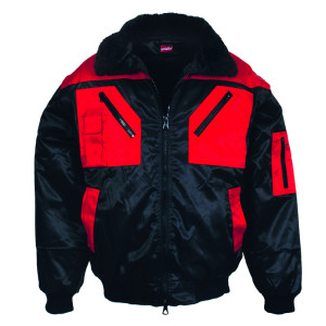 LEIPOLD LeikaTex® Pilotenjacke "Höllental", Futter, Kragen und Ärmel abnehmbar, schwarz/rot, Größe S