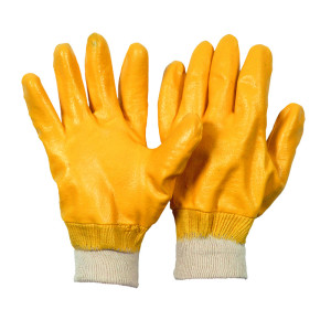 LEIPOLD Soleco® Nitril-Handschuhe, vollbeschichtet, Strickbund, gelb, Größe 7, VPE = 12 Paar