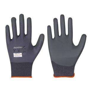 LEIPOLD Solidstar® Soft Nylon-Elastan-Feinstrick-Handschuhe mit grauer Nitril-Schaum-Beschichtung, Größe 6, VPE = 12 Paar