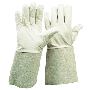 Nappaleder-Handschuhe mit Spaltlederstulpe, grau, Größe 9, VPE = 12 Paar
