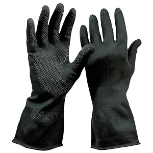 Neopren-Handschuhe, öl- und fettbeständig, schwarz, CAT III, Größe 7, VPE = 12 Paar