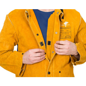 WELDAS® Golden Brown™ Schweißerjacke, Rindspaltleder, goldbraun, Größe M - 4