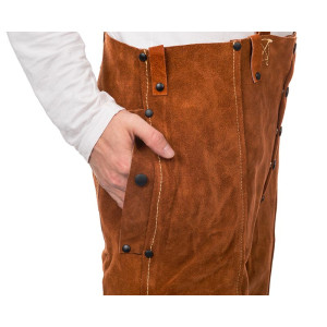 WELDAS® Lava Brown™ Schweißerbundhose, Rindspaltleder, braun, Größe M - 3