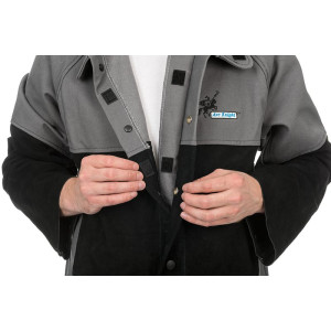 WELDAS® Arc Knight™ Schweißerjacke, feuerresistente Baumwolle, verstärkt mit Rindspaltleder, grau/schwarz, Größe M - 3