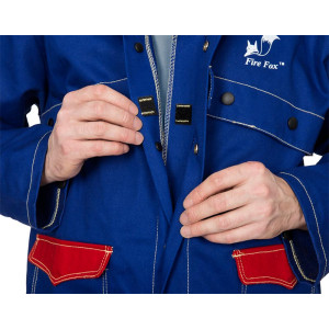 WELDAS® Fire Fox™ Schweißerjacke, flammenhemmende Baumwolle, blau, Größe M - 3