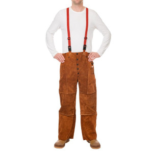 WELDAS® Lava Brown™ Schweißerbundhose, Rindspaltleder, braun, Größe M - 1